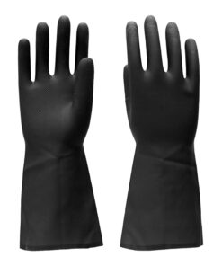 SAFETYWARE Duramax™ Heavy Duty Flocklined Natural Rubber Gloves HF2813-BLK