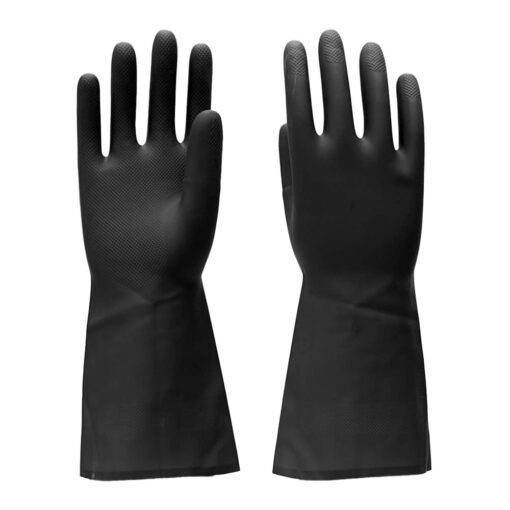 SAFETYWARE Duramax™ Heavy Duty Flocklined Natural Rubber Gloves HF2813-BLK