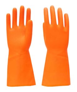 SAFETYWARE Duramax™ Heavy Duty Flocklined Natural Rubber Gloves HF2813-ORG