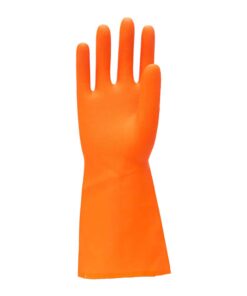 SAFETYWARE Duramax™ Heavy Duty Flocklined Natural Rubber Gloves HF2813-ORG