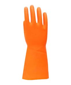 SAFETYWARE Duramax™ Heavy Duty Flocklined Natural Rubber Gloves HF2813-ORG