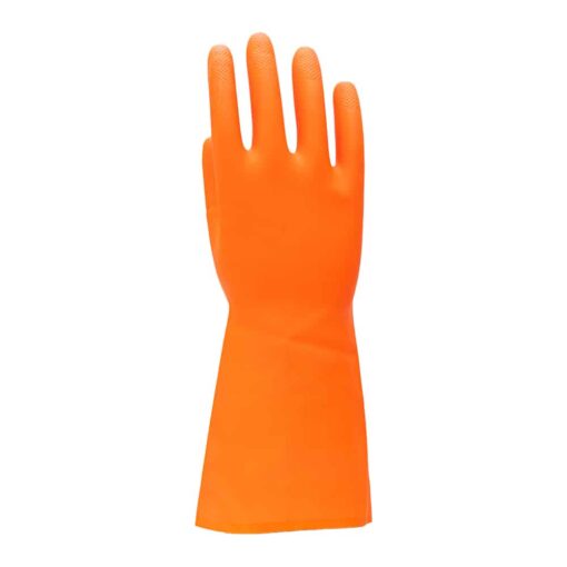 SAFETYWARE Duramax™ Heavy Duty Flocklined Natural Rubber Gloves HF2813-ORG