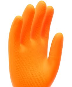 SAFETYWARE Duramax™ Heavy Duty Flocklined Natural Rubber Gloves HF2813-ORG