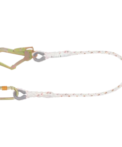 KSTRONG Essential Restraint Twisted Rope Lanyard with Steel Scaffold Hook and Karabiner