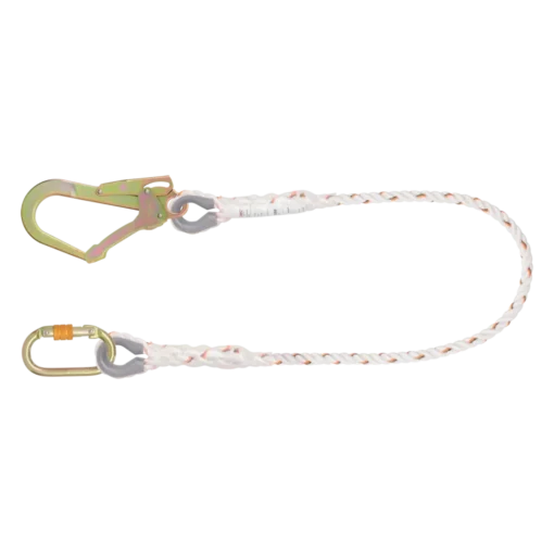 KSTRONG Essential Restraint Twisted Rope Lanyard with Steel Scaffold Hook and Karabiner