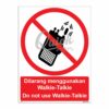 QUICKSIGN PROHIBITION SIGNS - PS014 Do not use walkie talkie