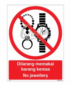 QUICKSIGN PROHIBITION SIGNS - PS078 No jewellery