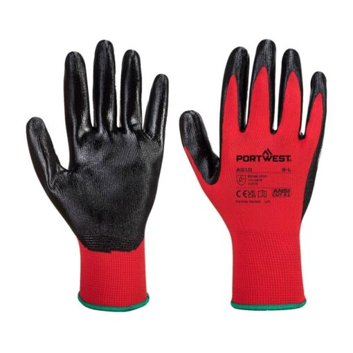 PORTWEST A310 Grip Nitrile Glove Black/Red