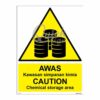 QUICKSIGN WARNING SIGNS - WS014 CAUTION Chemical storage area