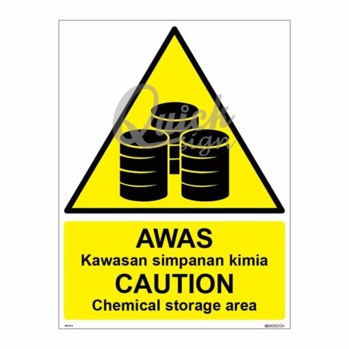 QUICKSIGN WARNING SIGNS - WS014 CAUTION Chemical storage area